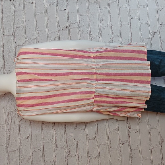 Linen Dock Stripe V Neck Top Pink Orange Lane Bryant Blouse NWT 22 24 3X - Picture 2 of 7